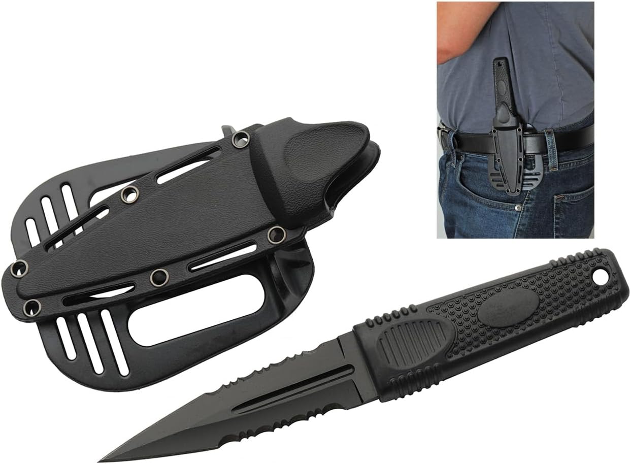 Rite Edge Full Tang Hunting Knife 8 Inch - EDC Camping Knife with Nylon Fiber Handle, Stainless Steel Blade & Sheath for Hunting, Cutting & Outdoor uses - Knives for Men