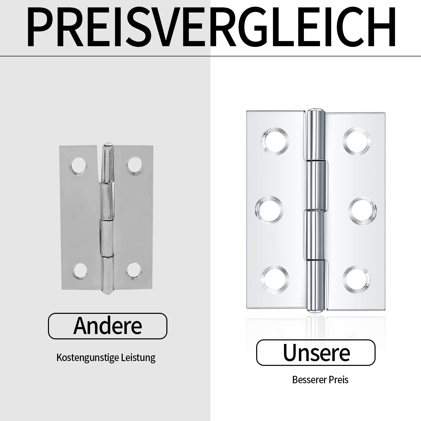 20 Pezzi Cerniere in Acciaio Inox con Fori di Montaggio, Cerniere per Porte Ante Mobili Armadio Scatola di Legno