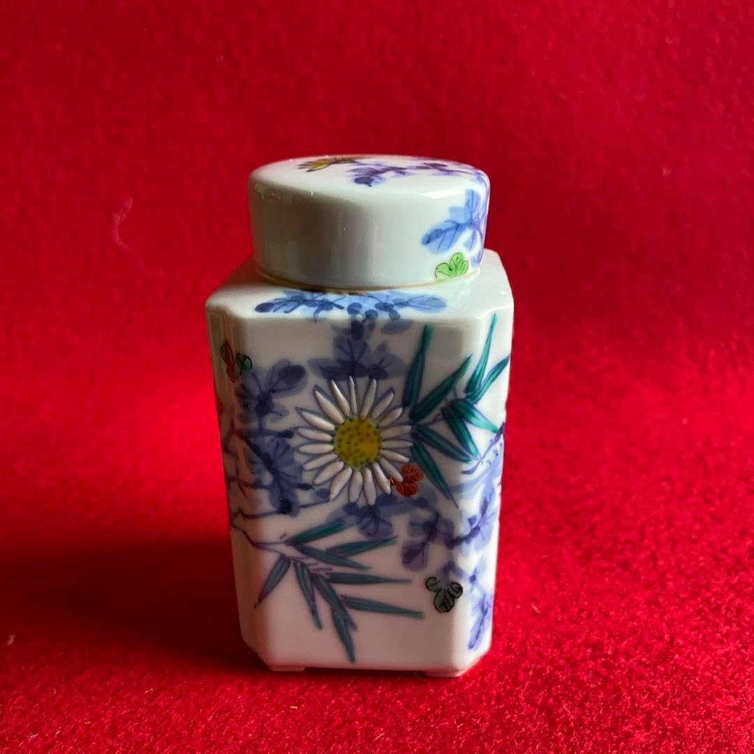 義山水指水差しガラス硝子四方真漆蓋付水崎長寿作金彩縁金切子共箱共布