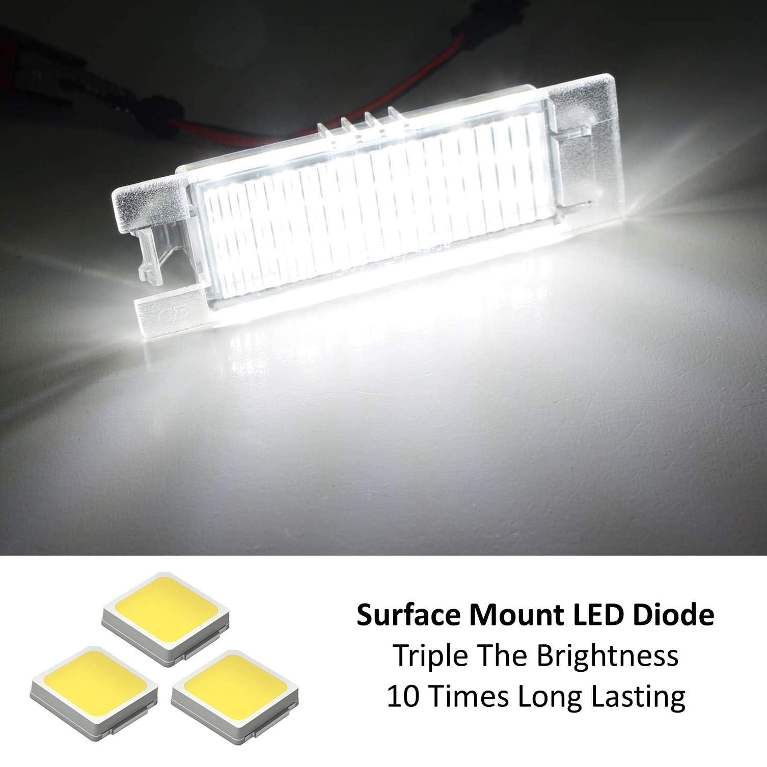 Lot 2 Feux Plaque Immatriculation LED Canbus Jeep Renegade 2015-2021 – Blanc 6000K Ultra Lumineux OEM 68247166AA