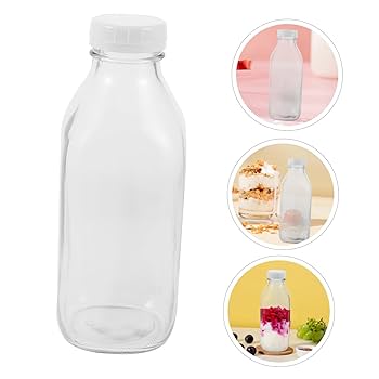 Amazon.co.jp: DECOMELODY 透明ガラス製ミルク瓶 盖付き