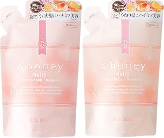 &-honey Melty Moist Repair Shampoo & Conditioner Refill Set (350 mL) | For Wavy, Curly, Kinky Hair | Deep Hydration, Frizz Control & Damage Hair Repair | Eco-Friendly Refill Pouch
