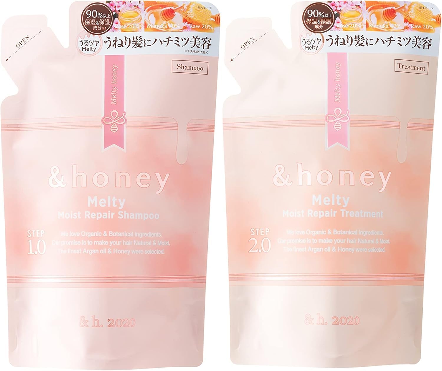 hony Melty Moist Repair Shampoo & Conditioner Refill Set (350 mL) | For Wavy, Curly, Kinky Hair | Deep Hydration, Frizz Control & Damage Hair Repair | Eco-Friendly Refill Pouch