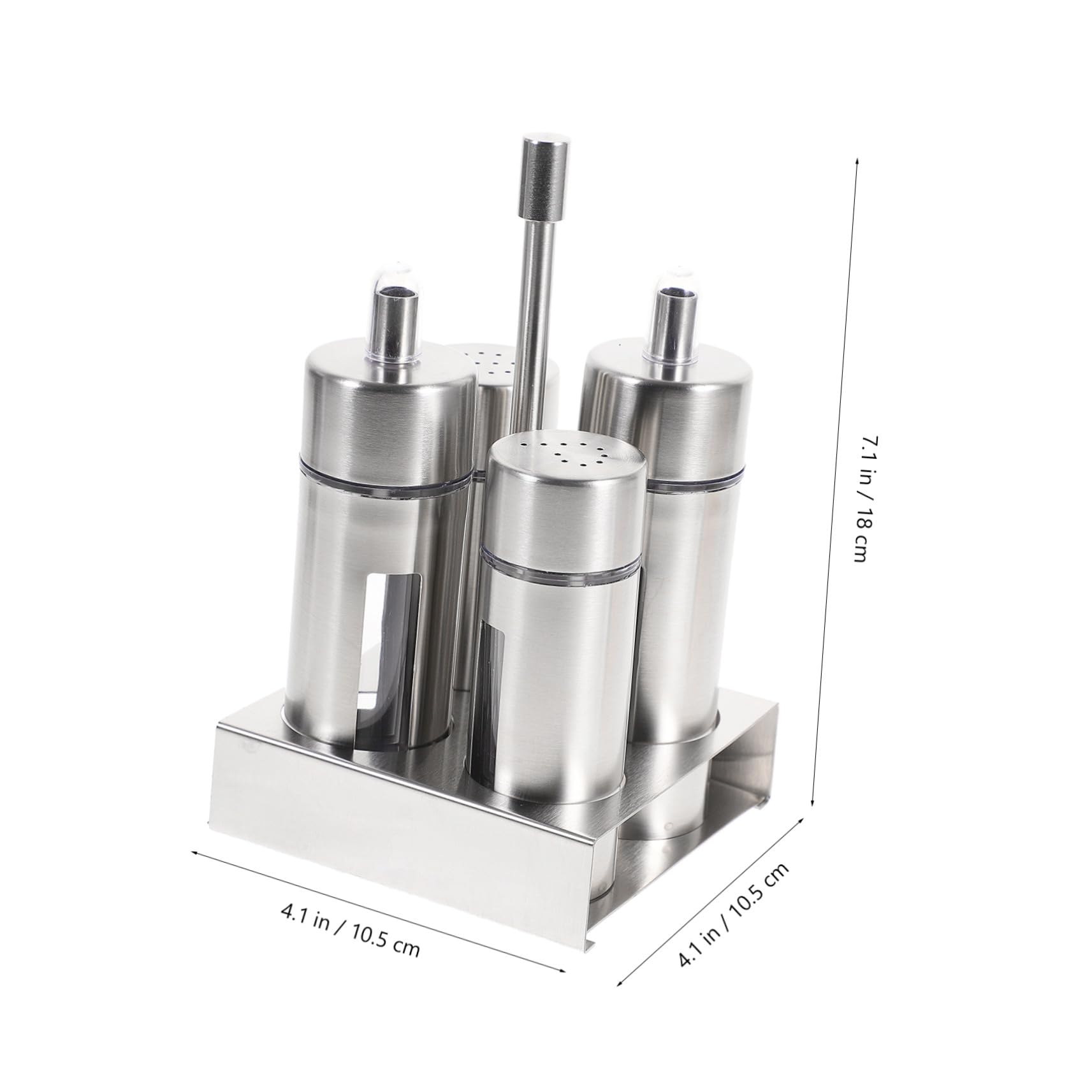 Alipis Juego de 4 Botellas de Condimento de Acero Inoxidable Cuerpo Transparente y Diseño Extraíble, Fácil de Verter, Adecuado para Cocina y Hogar