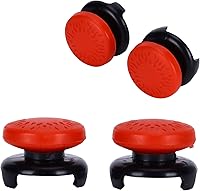 Vista 5 de ASHATA 2 unids Thumbstick para textura 3D Pulgar Grip Stick Joystick Thumbstick para PS 5 Controller Rojo