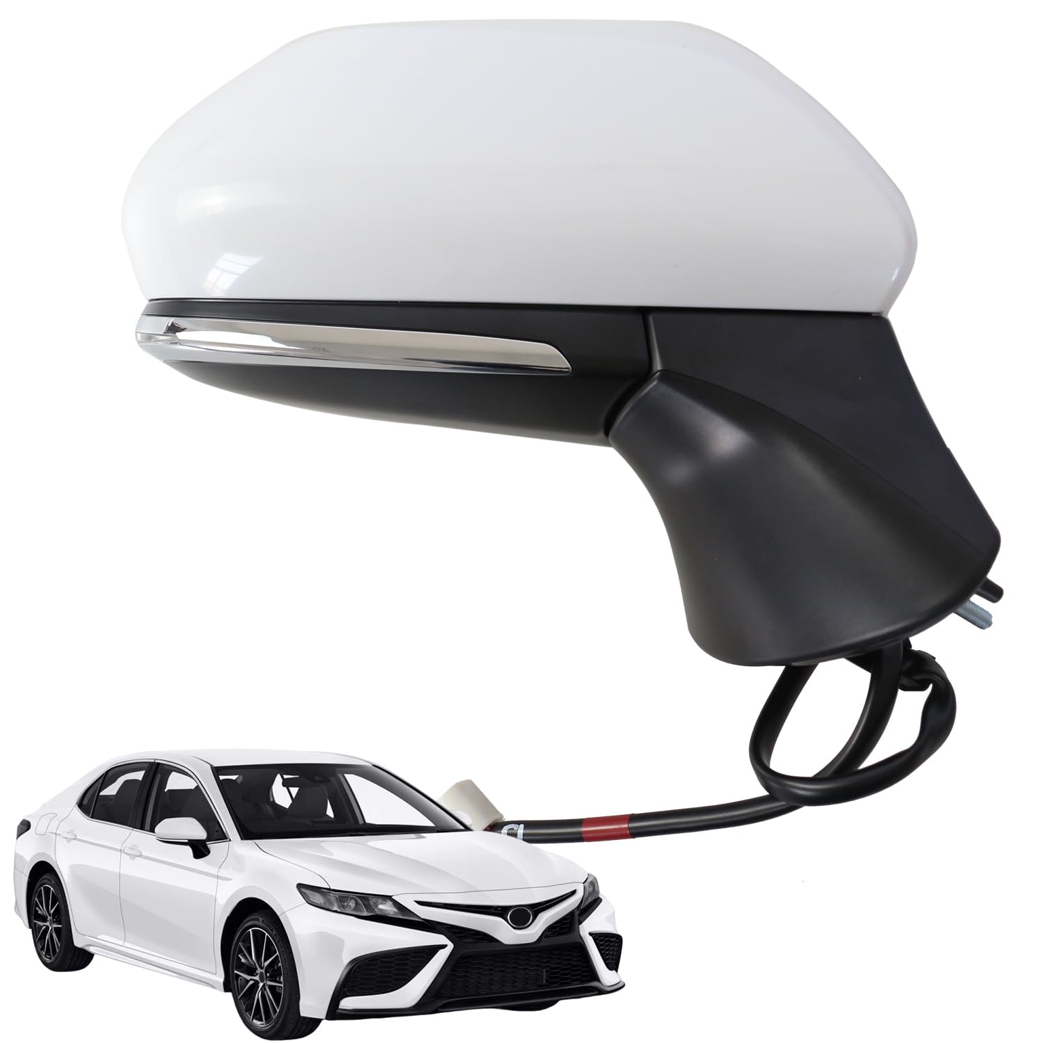 Photo 1 of Liizoo Side Mirror for Toyota Camry 2022 2023 2024 Car Door Mirror Fits for Toyota Camry 2018-2021 Right Passenger Side | Power | Heated |Turning Signal |Replace Partslink TO1321367|-6 Pins White (RH)