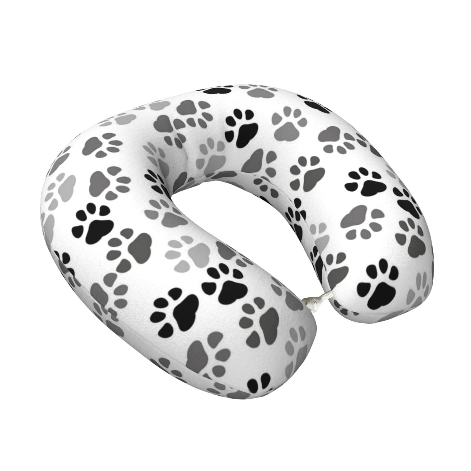 LKYMOH Dog Paws Print, Travel Neck Pillow U-Shaped Memory Neck Support Soft Comfortable With Washable Cover For Airplane Car Traveling and Office