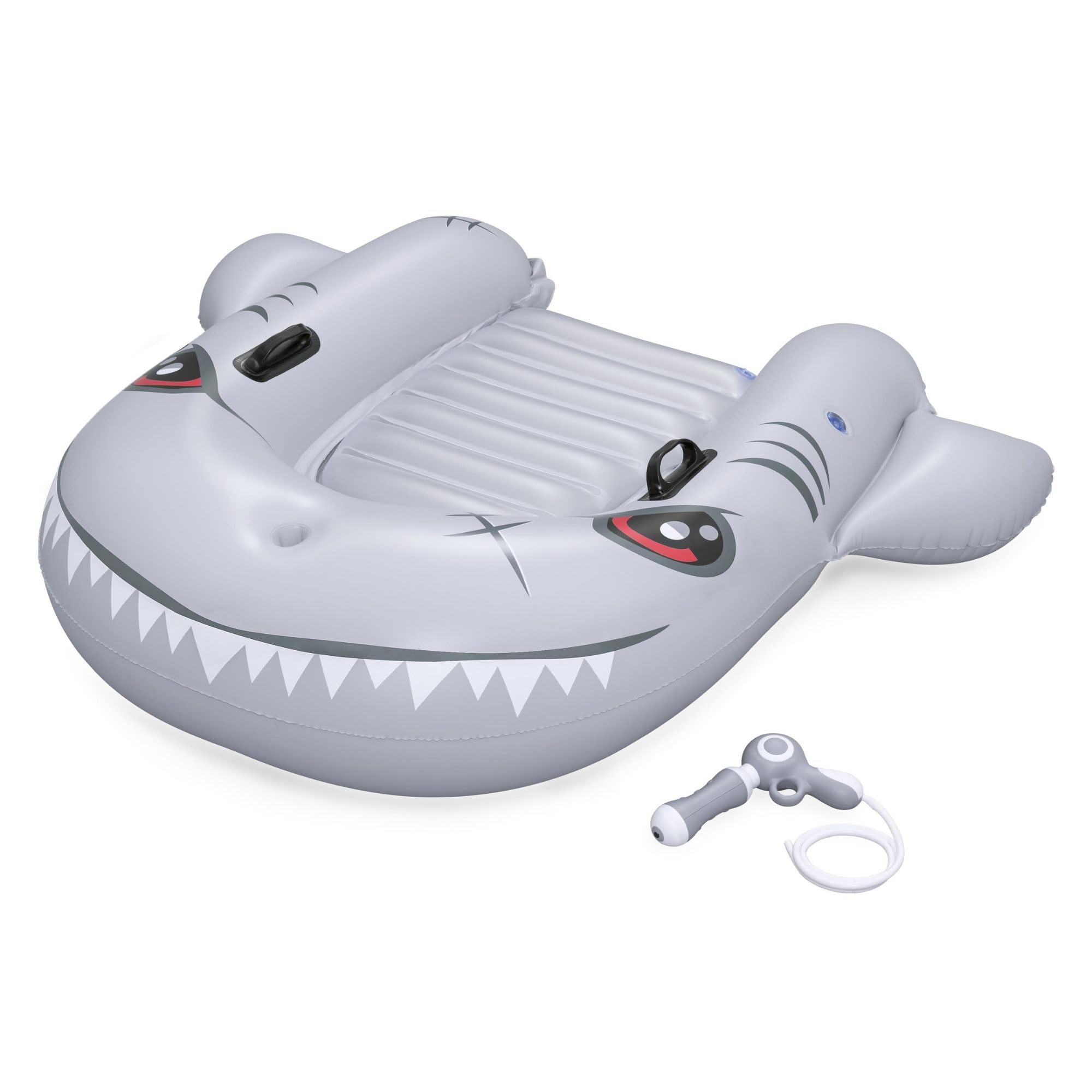 Bestway Sharkventure Kids Inflatable, Kickboard Pool Float with Built In Squirt Gun and Handles, Grey