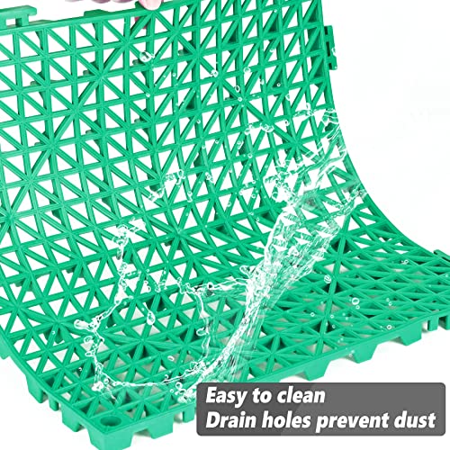 Image of ToLanbbt Modular Interlocking Cushion 12P 11.8 inch x 11.8 inch Interlocking Rubber Floor Drain Holes Non-Slip Splicing Drainage Mats for Deck, Shower, Kitchen, Drain Pool, Sauna Bath, Indoor Outdoor (Green)