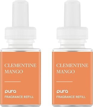 Pura Malodor Scent Refill - Smart Home Air Diffuser - Long-Lasting Premium Fragrance per Refill - Clean Diffuser Fragrance - Air Deodorizer & Odor Eliminator - 2 Pack, Clementine Mango