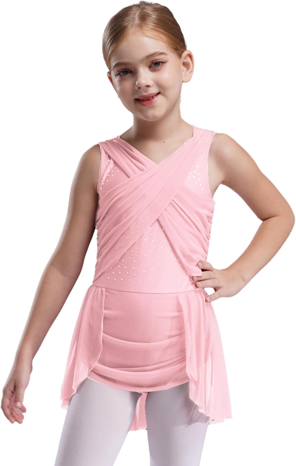 ranrann Kids Girls Ballet Leotard Skirt Sleeveless Lyrical Dance Dress Sparkly Modern Contemporary Dance Costume