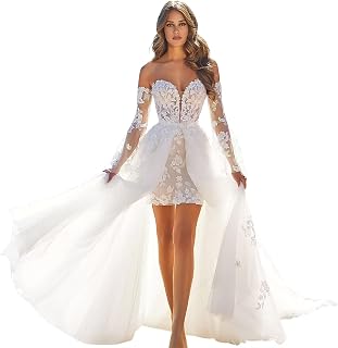 Women's Short Lace Wedding Dresses for Wedding Mini Beach Bridal Wedding Gowns