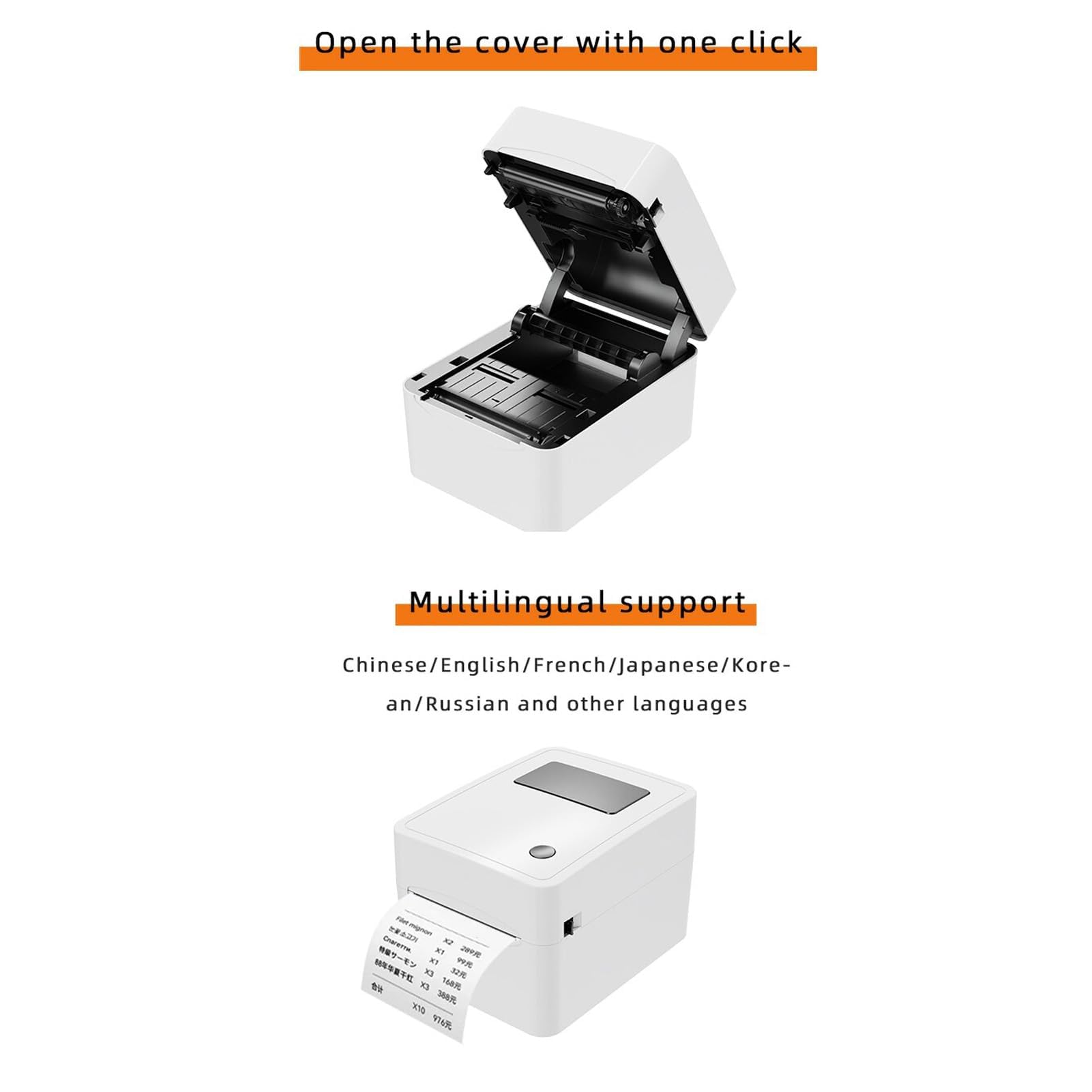 Stampante per Etichette di Spedizione 150 Mm Al Secondo Stampante per Etichette Termica USB per Spedizioni per Piccole Imprese Domestiche da 100 a 240 V (Spina europea)