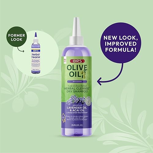 Miniatura 3 de ORS Aceite de oliva Braidzone Herbal Cleanse Dry Shampoo con lavanda y aceite de acai para nutrición, 8 onzas