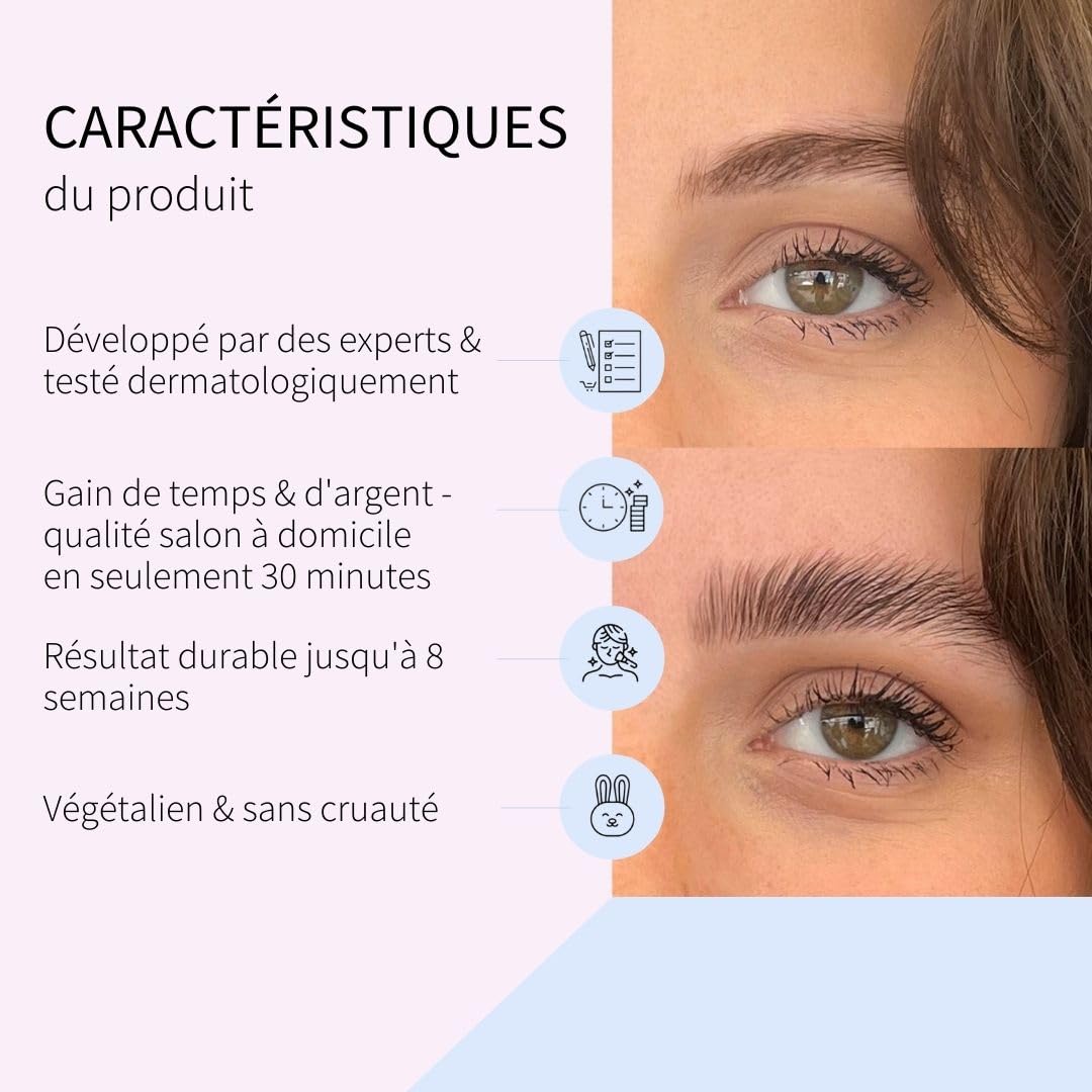 Fleeky Kit de lifting Lash & Brow végétalien et non testé sur les animaux - Sourcils et cils naturels et expressifs