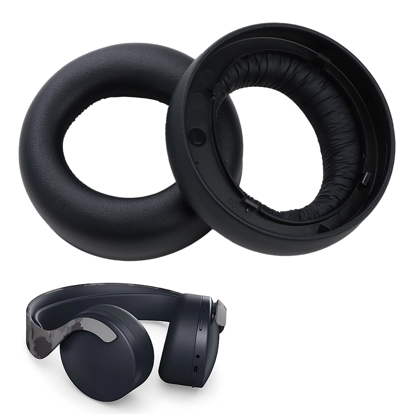 Earpads Cushions Replacement for Sony-PS5 Wireless Pulse 3D Headset, Wireless Ear Pads with Protein Leather, Headset Earpads with Noise Isolation Foam, Headphones Ear Pads for Ear Cup Repair Parts