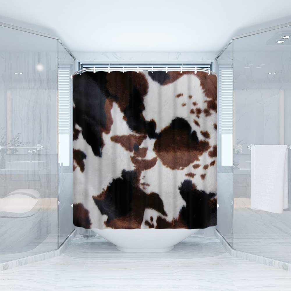 Tenda Da Doccia Con Animali Della Fattoria – Rustica Con Mucca, Fienile E Frasi Ispiratrici, 175x178 Cm, 100% Poliestere