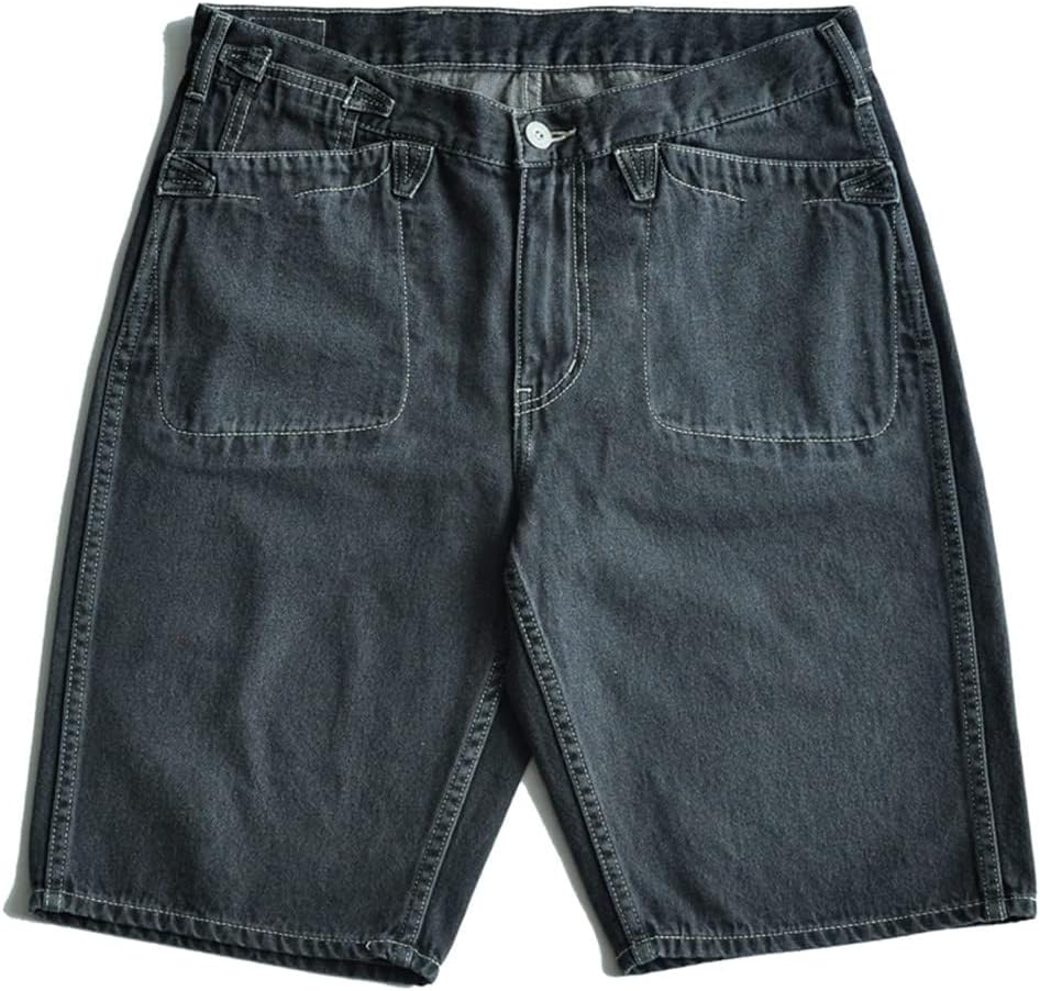 Mens Casual Jeans Short, Vintage Cargo Shorts, Summer Washed Denim Shorts