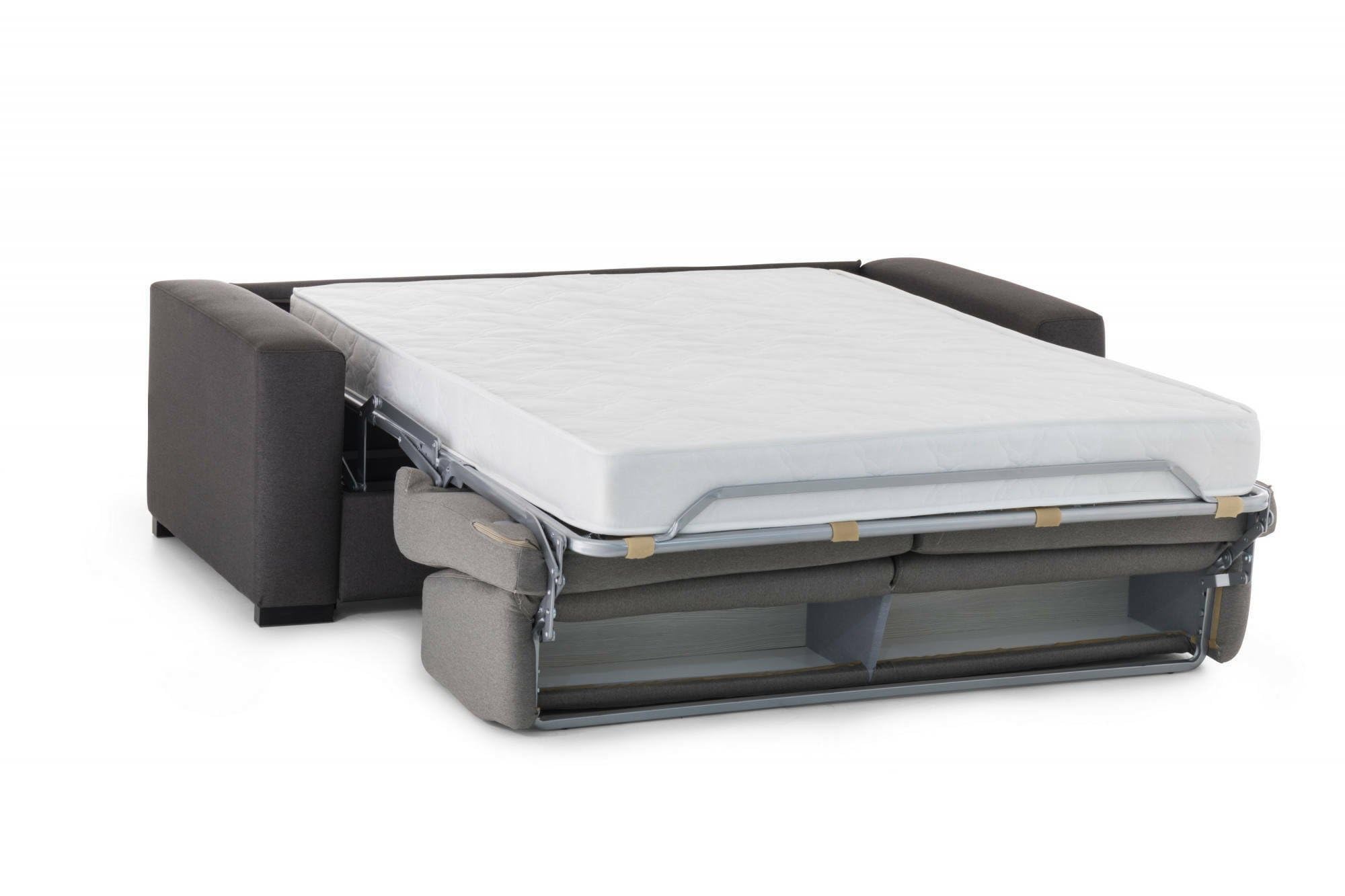 Talamo Italia - Divano letto 3 posti Aliana, Sofà apertura girevole in tessuto imbottito, Braccioli standard, 100% Made in Italy, Cm 220x95h90, Grigio e Antracite