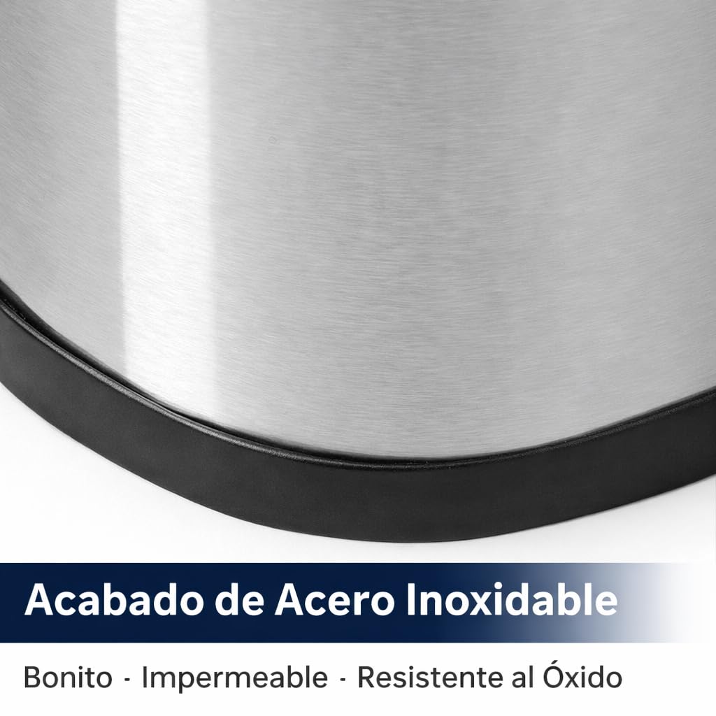 T-LOVENDO.ES Cubo de Basura 50L Grande de Acero Inoxidable con Pedal | Papelera con Tapa Anti-Olores | Sistema Sujeta Bolsas | Diseño Moderno | Apertura Suave y Silenciosa | Cocina Baño Oficina