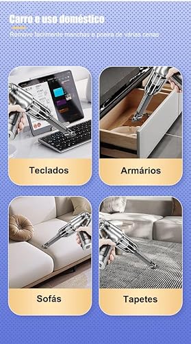 Aspirador de Pó Portátil Soprador 2 em 1 Multifuncional Sem Fio Recarregável USB Ideal Para Limpeza