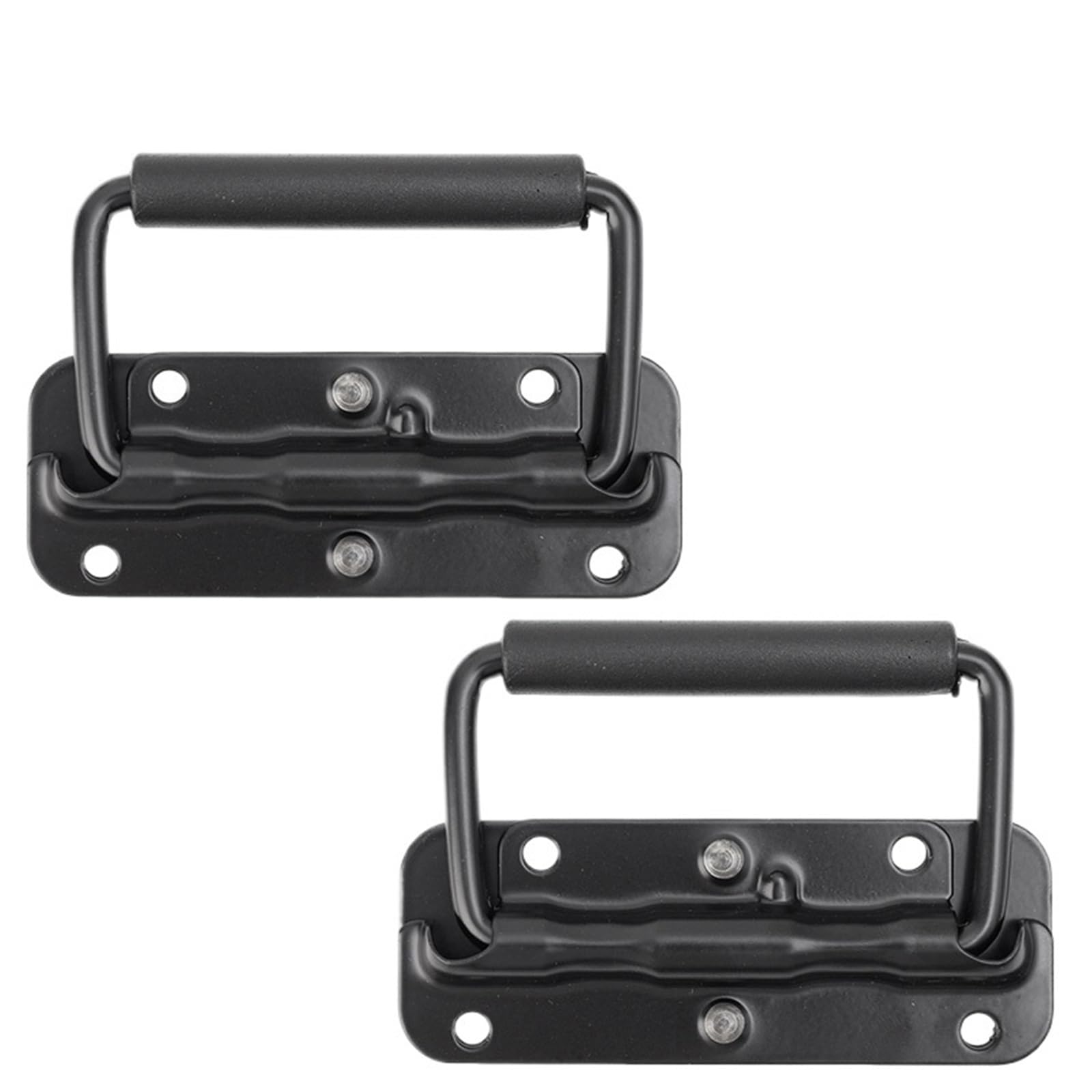 QCPLMKOJN Folding Spring Steel Handles, Folding Spring Loaded Surface Mount Chest Handles 4/8/12pcs Rubber Grip(4pcs)