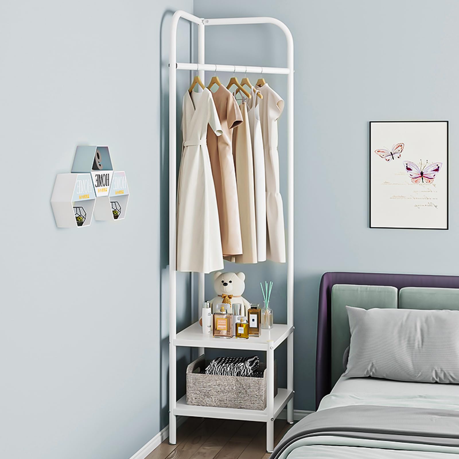 Metal Corner Coat Rack Small Coat And Shoe Stand Freestanding