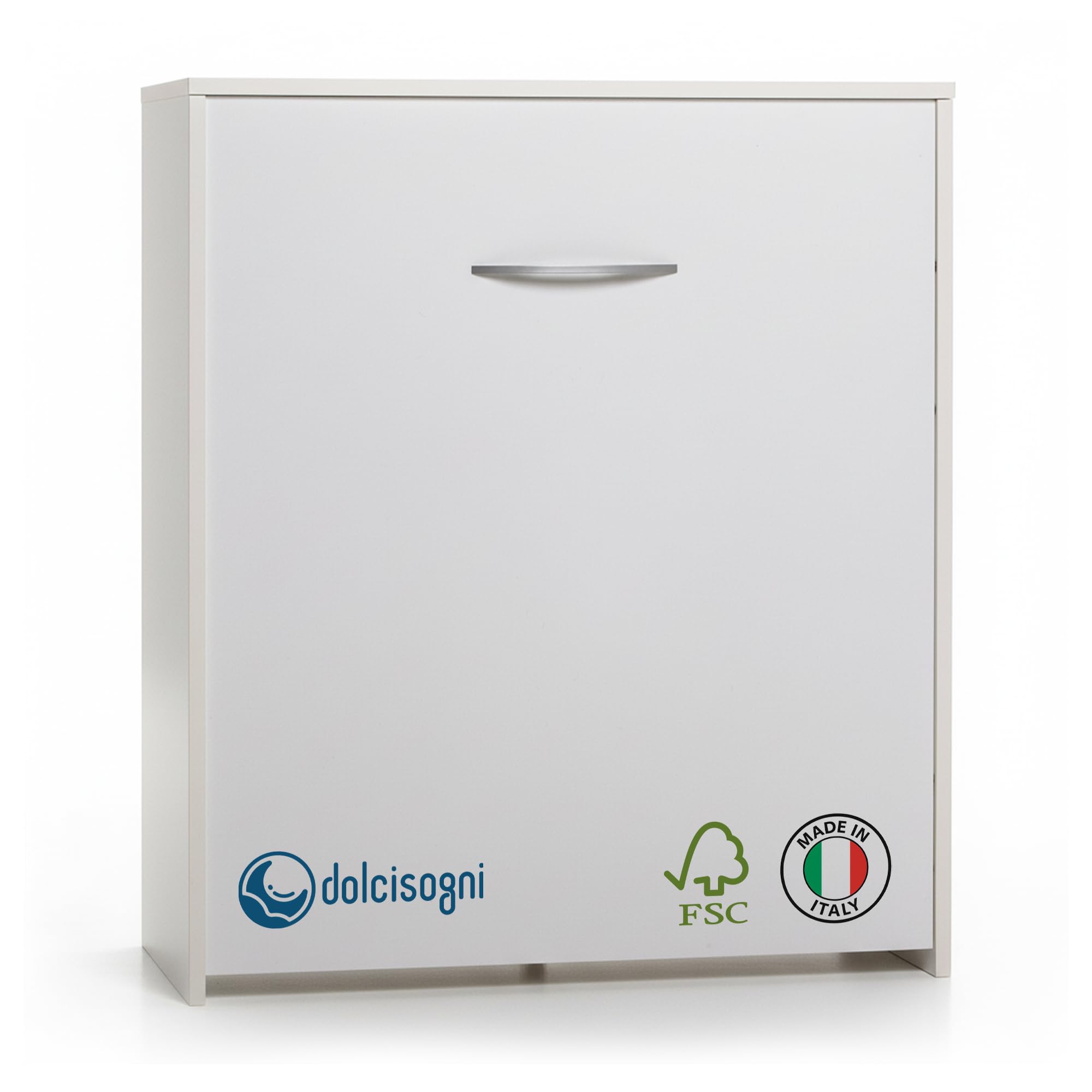 DOLCI SOGNI Mobile Letto A Scomparsa Singolo Bianco 80x190, Letto a Scomparsa con Mobile dotato di Rete a Doghe in Legno e Materasso, Letto Pieghevole Estraibile