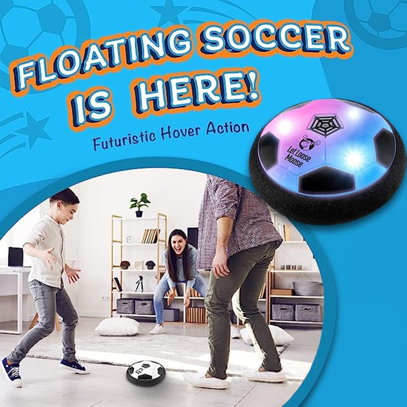 Let Loose Moose Hover Soccer Ball - Indoor LED Floating Toy for Kids Aged 6, 7, 8, 9, 10, 11, 12-Year-Old - Fun Sports Game Age 6-8, 8-12 Boys and Girls, Set of 1 - Soccer Toys for Teens 1 Pack image 2 of 6 B0CB167H1P