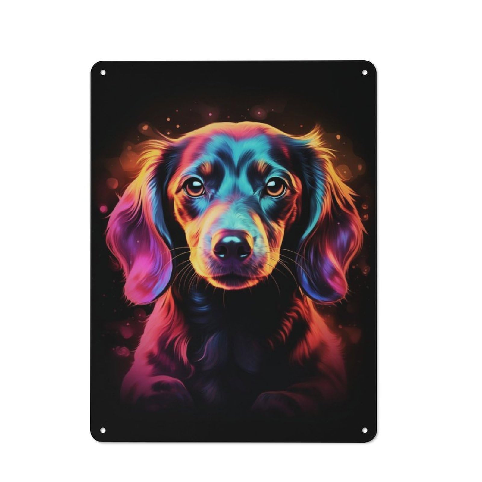 Junmoney Neon Dachshund Portrait Vintage-Inspired Tin Sign 40X30cm For Café Or Restaurant, For Cooler-Month Interiors With Vintage Character