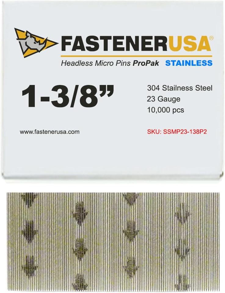 1-3/8" Micro PIN Nails 23GA 304SS 10,000ct