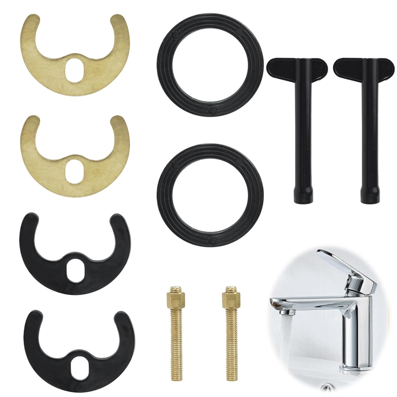 Wmzjnljy 10pcs Faucet Fixing Tool Basin Washer Sink Monobloc Mono Tap Fixing Kit Single Hole Hot and Cold Water Faucet Monobloc Tap Kit for Basin & Sink Tap Clamp Bracket Replacement(Z115-2)