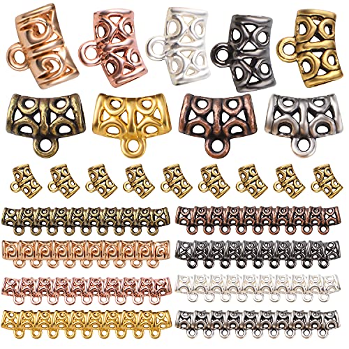 Bronagrand Connector Bails Beads,90Pcs Bail Tube Beads Alloy Bead Hanger Spacer Bail Bead With Charm Loop Bail Beads Charms For Diy Necklace Bracelet Jewelry Making Findings #TOP8
