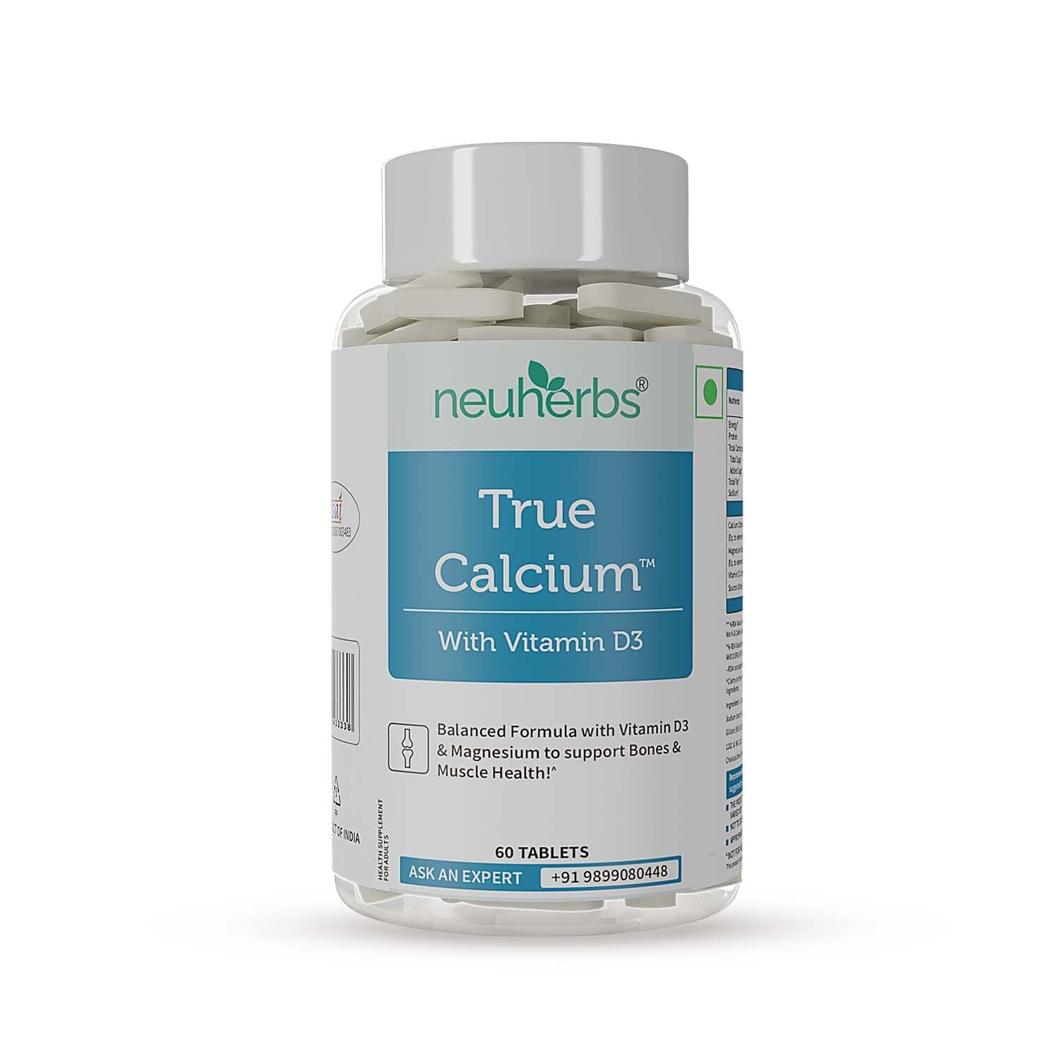 Neuherbs True Calcium 1000mg Supplement For Men & Women- 60 Vegan Tablets | Calcium tablets with Plant Based Vitamin D3 & Natural Magnesium For Healthy Bones & Joints. (B0BSFS9JY7) Amazon Price History, Amazon Price Tracker