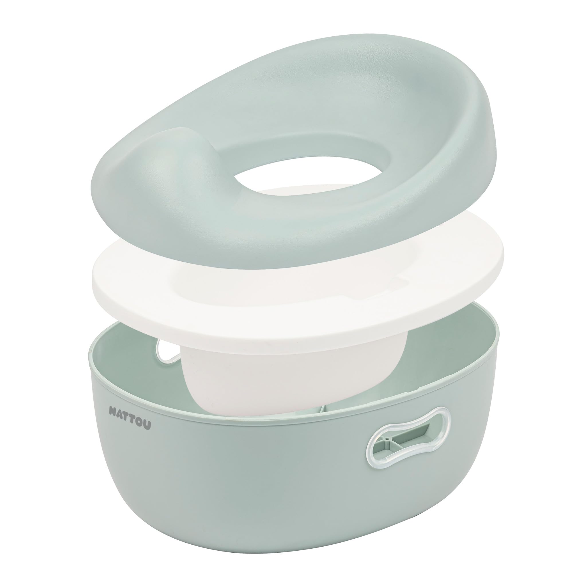 Nattou Pot 3en1 pour bébé, Pot + Tabouret + Siège de toilette pour enfants, Apprentissage facile de la propreté, Env. 34 cm, De 18 mois à 4 ans env., Care, ABS/EVA, Bleu