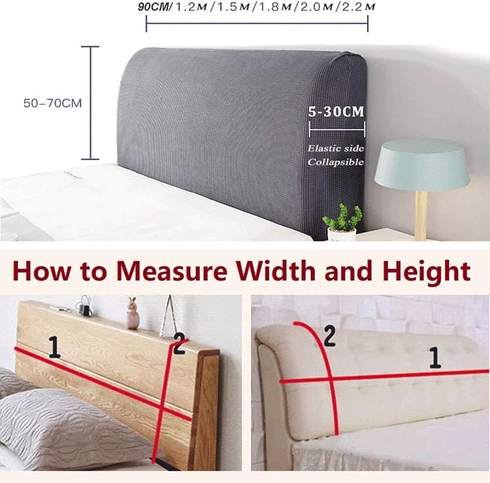 EFELIM Stretch Bed Headboard Slipcover Queen Twin Full Cal King, Jacquard Curved Headboard Cover Upholstered Headboard Dustproof Protector Cover (Blue,Cal King170-190cm/67-75in)
