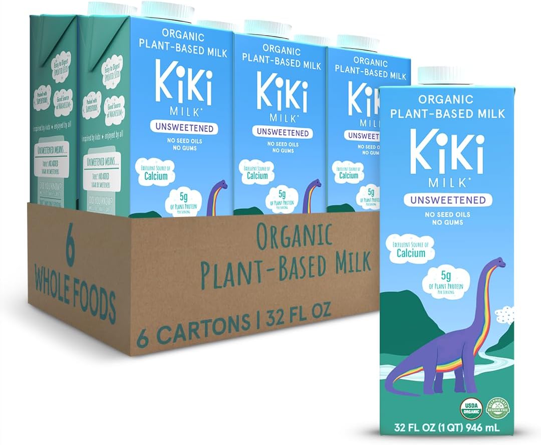 - Plant Based Milk - Organic Unsweetened Kiki Milk - Calcium & Magnesium Source - Gluten Free, Gum Free, GMO Free, Dairy Free, Soy Free, Glyphosate Free - Shelf Stable - (32 oz • Pack of 6)