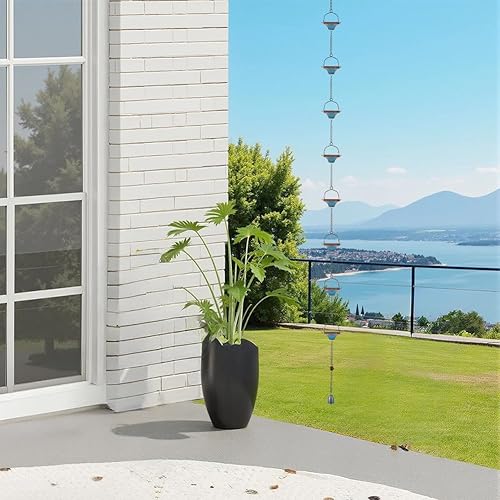 Miniatura 4 de dreamysoul Cadenas de lluvia para exterior, cadenas cuadradas para colector de lluvia para canalón de bajante, drenaje de aleros