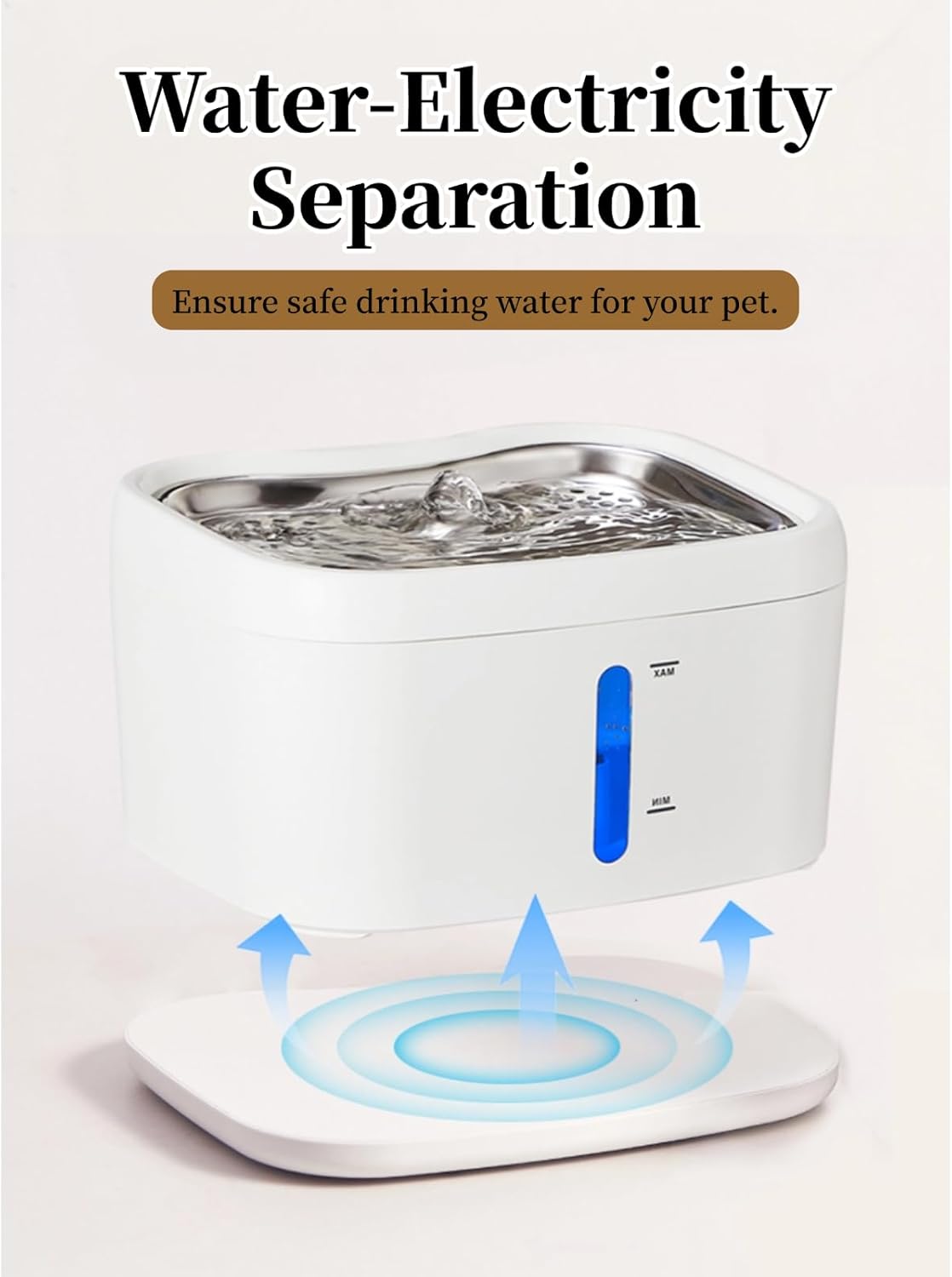 Dog & Cat Water Fountain, 2.5L Automatic Sensing Circulating Pets Drinking Dispenser with Filter, Quiet Indoor Animal Watering Fountains for Pets, Water Electricity Separation