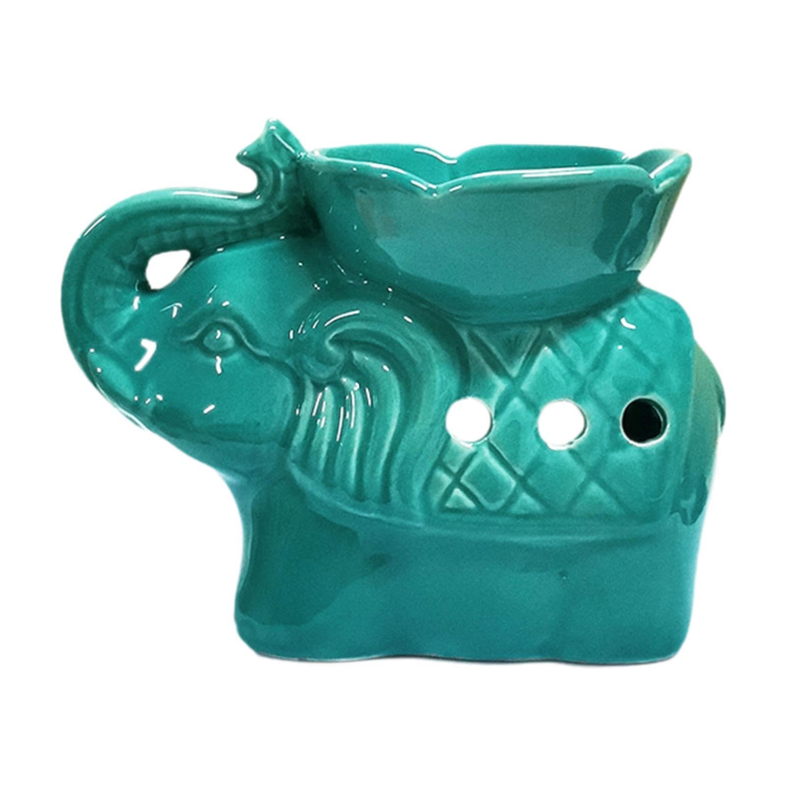 Support chauffe-plat éléphant vert et brûle-parfum d'ambiance pour chambre