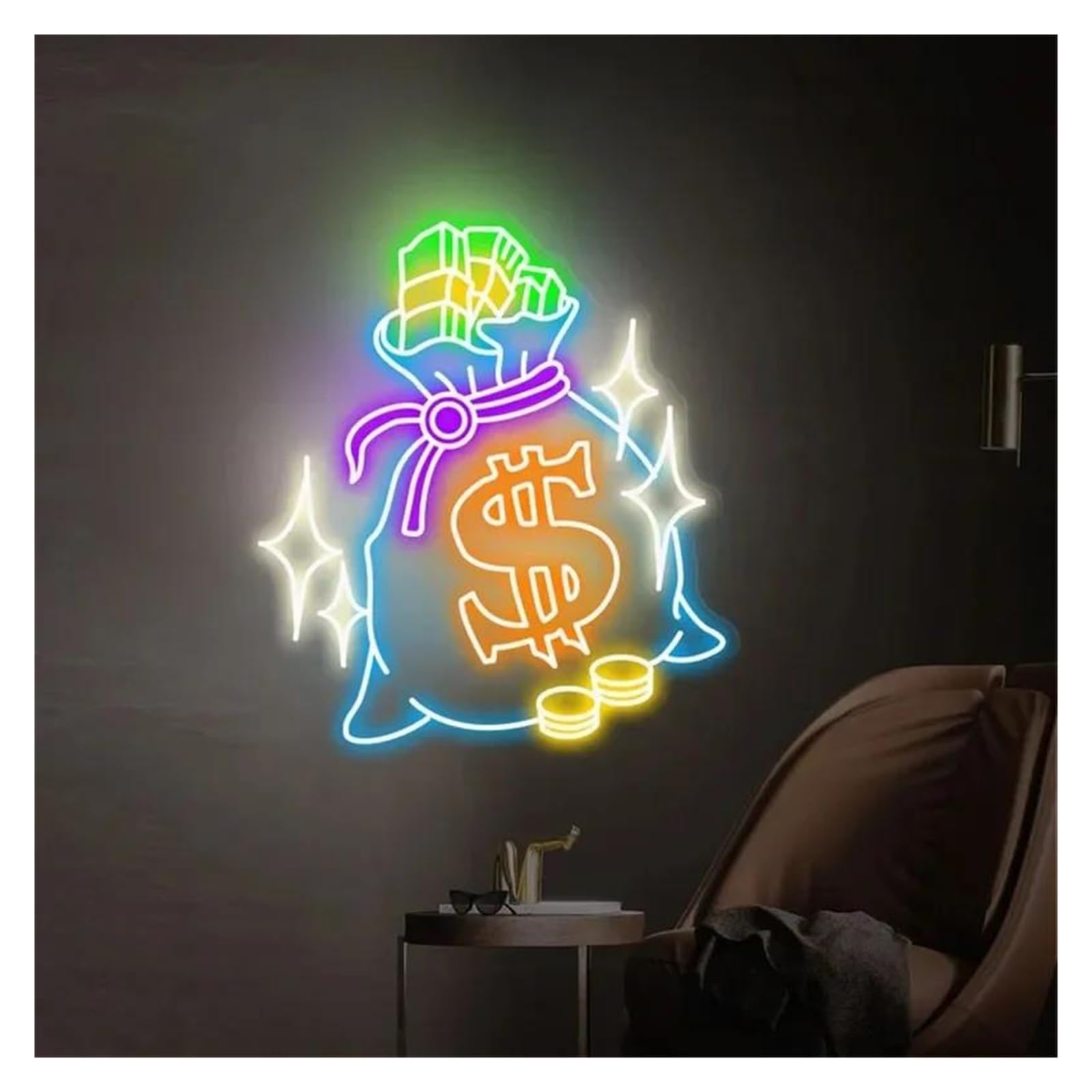 Shouxi E Sign Lamp Money Neon Sign Gam Room Hom Wall Decor Decoration 55Cm(E)