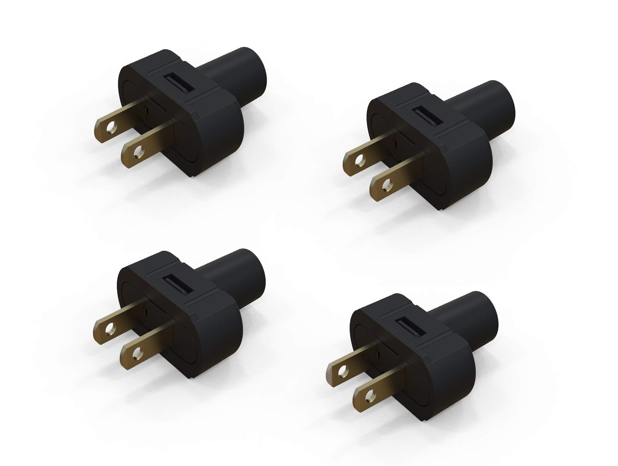 oviitech2 Prong Replacement Plug，Slide on Plug for SPT-2 Electrical Cable 4 Pack,NEMA 1-15P, Black, ETL/CETL