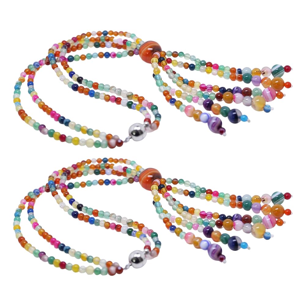 Introti Magnetic Curtain Tiebacks Boho Colorful Beaded Curtain Holdbacks for Home Office