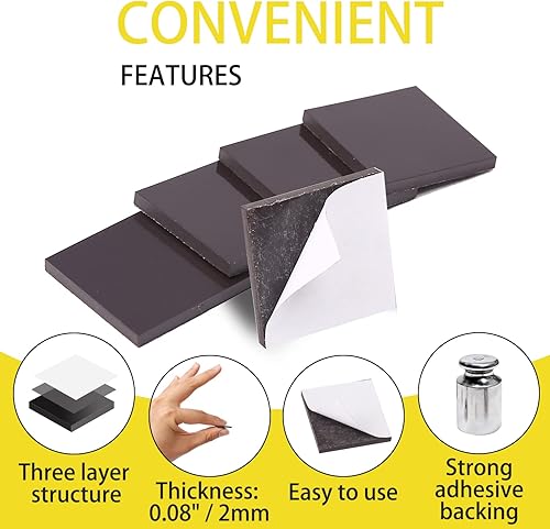 Miniatura 4 de 110 piezas de imanes autoadhesivos, tiras magnéticas adhesivas flexibles, cintas adhesivas para despegar y pegar imanes cuadrados para manualidades,