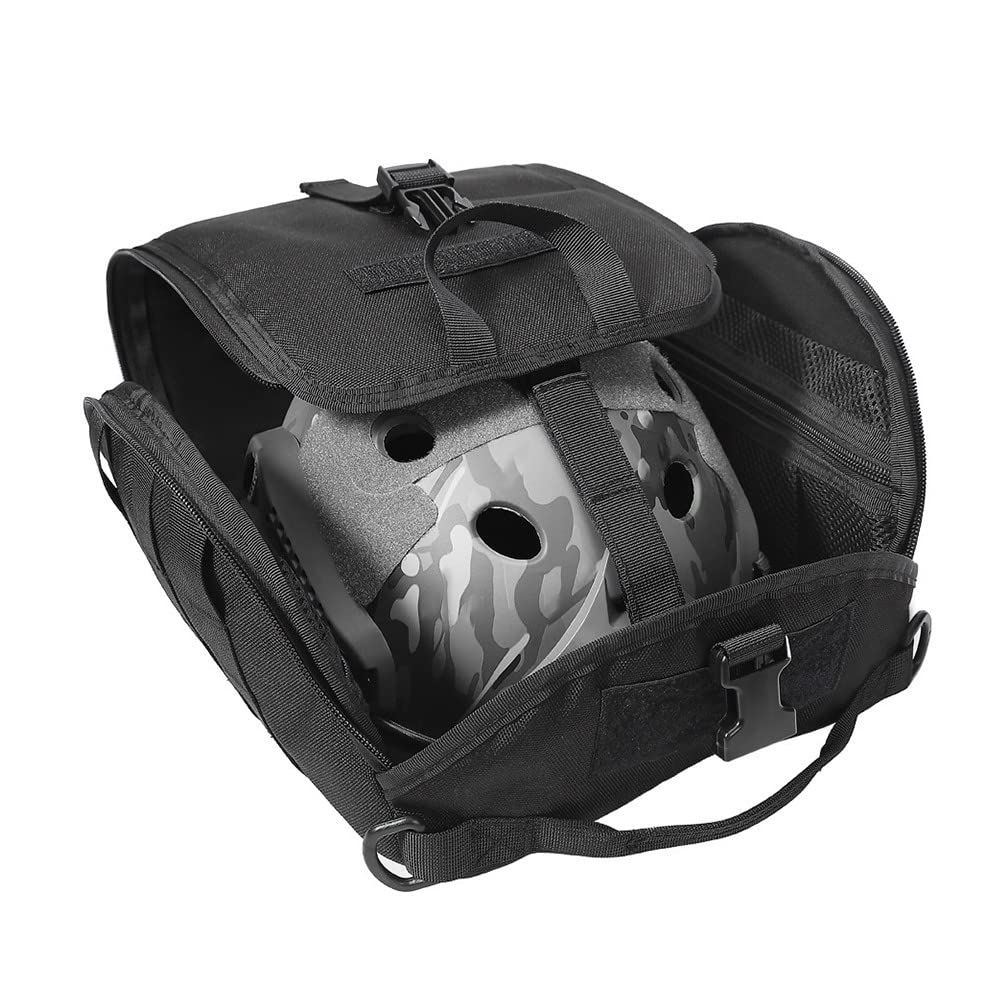 DONGKER Taktische Molle Helmtasche, Tactical Clamshell Helmet Bag, Staubdicht Helm Tragetasche mit Gepolsterte und Fleece Gefütterte für Airsoft, Motorrad- und Fahrradhelme, 28x23x15 cm