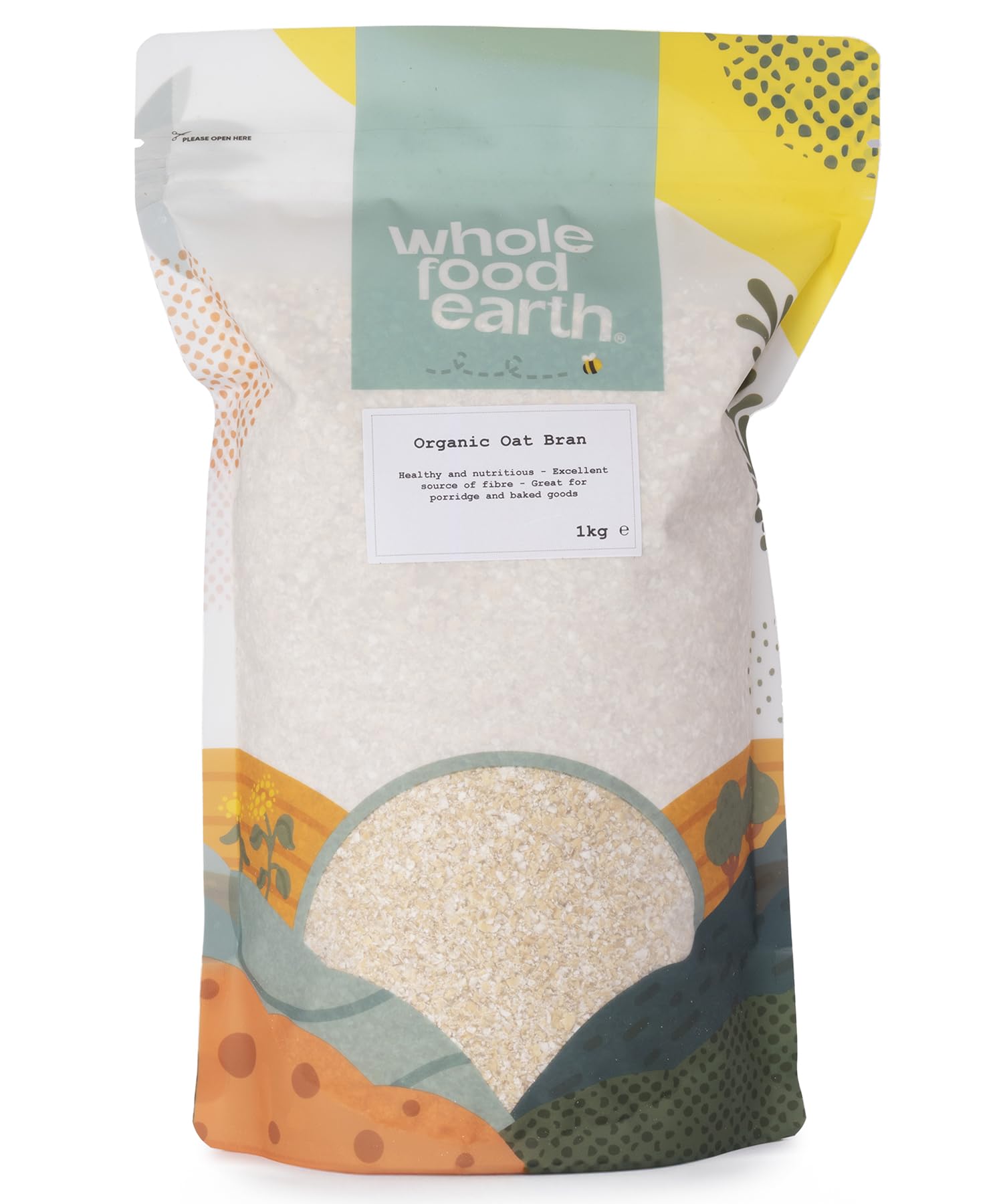 Wholefood Earth Organic Oat Bran Stabilised 1 kg | Stabilised | GMO Free | Vegan | High Fibre | Certified Organic