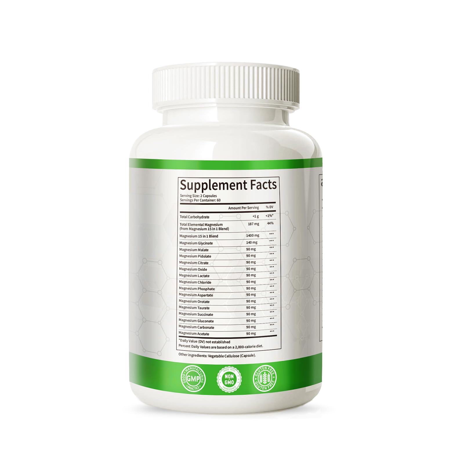Magnesium Complex for Women Men 1400mg Magnesium Glycinate 15-in-1- Glycinate, Malate, Citrate, Taurate - Supports Stress, Muscle & Sleep - Non-GMO - 120 Capsules — Amazon image 9
