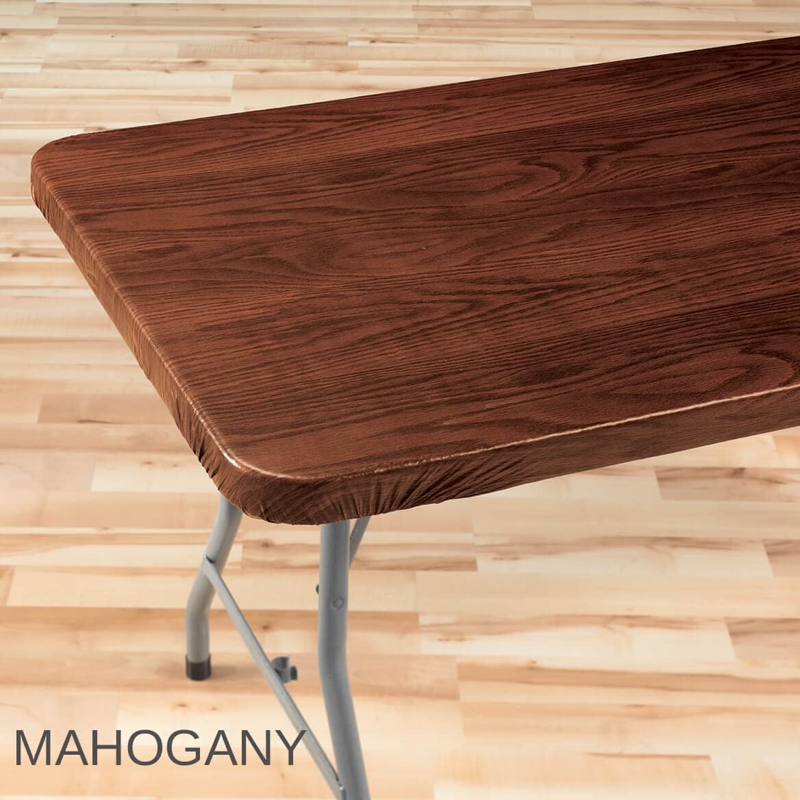 Miles Kimball Wood Grain Vinyl Elasticized Banquet Table Cover, Soft Fleece Back, Indoor Décor - Measures 48
