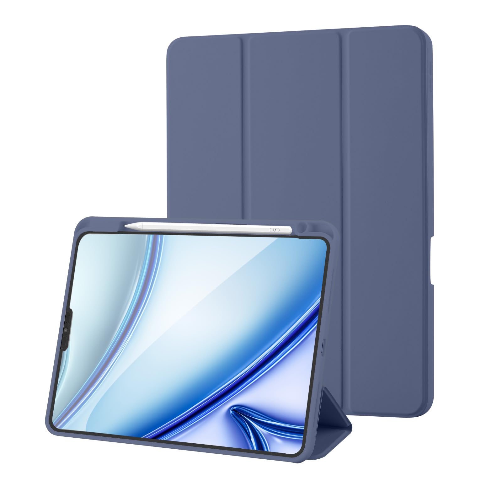 Vobafe Custodia Compatibile con Cover iPad PRO 11 2022/2021/2020/2018, a Tre Ante con portapenne per iPad PRO 11 Pollici, Supporto 2. Gen Pencil, Attivazione/Disattivazione Automatica, Blu Pavone