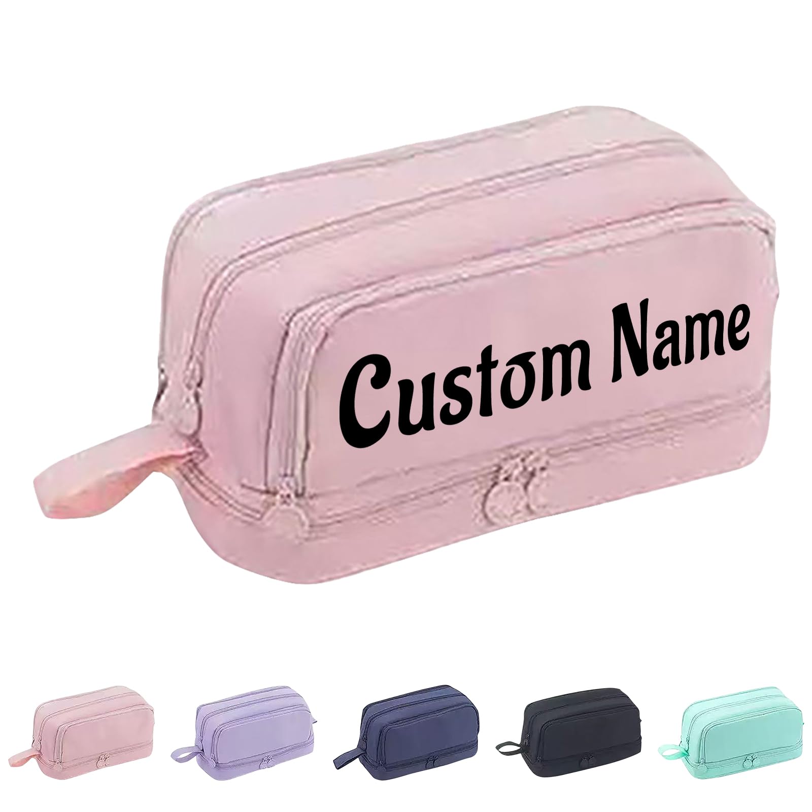 Large Capacity Pencil Case Personalised Special Pencil Case with Text and 4 Compartments Multifunctional Stationery Organizer Unisex for School College Office ，Pink